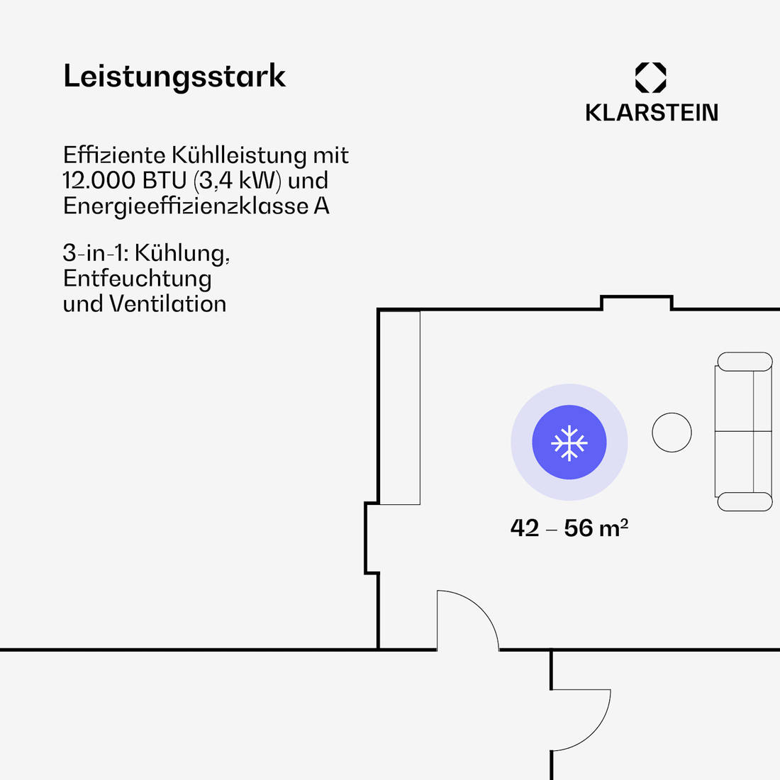 Kraftwerk Smart 12000 BTU Mobile Klimaanlage Weiß
